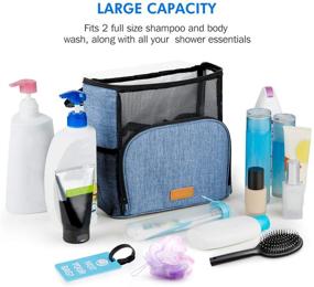 img 2 attached to 🎒 Hiverst Hanging Toiletry Bag: Updated Version with Full Size Bottle Compatibility - Perfect Bath Organizer for College Dorms, Gym, Camp, Women, and Men - Includes a Funny Luggage Tag!