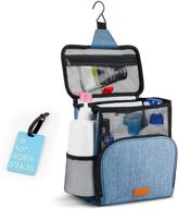 🎒 hiverst hanging toiletry bag: updated version with full size bottle compatibility - perfect bath organizer for college dorms, gym, camp, women, and men - includes a funny luggage tag! logo