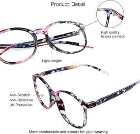 img 3 attached to 👓 Stylish Blue Light Blocking Glasses for Women: Floral Oval Frame, Anti-Eyestrain, Computer Reading and TV Glasses with Anti-Glare (+2.50 Magnification)