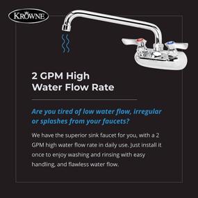 img 1 attached to 🚰 Krowne Wall Mount Kitchen Faucet - Utility Sink 4" Center Mount, 10" Swing Spout, ½" NPT Male Inlet, 2 GPM Flow Rate, Ceramic Valve Chrome Plated Finish, Lever Handle, Silver Series Plumbing: Superior Wall Mount Faucet for Efficient Kitchen Operations