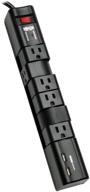 tripp lite tlp608rusbb 6 outlet rotatable surge protector power strip with 8ft cord, two usb, black - $50,000 insurance coverage logo