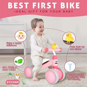 img 3 attached to 🚲 CRZKO Baby Balance Bikes: No Pedal 4-Wheel Infant Bike for 10-24 Months, Perfect First Birthday Gift for 1-Year-Old Boys and Girls