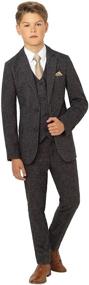 img 4 attached to 👔 Paisley of London Ainsley Tweed Boys Gray Slim Fit Occasion Wear: Stylish Kids Wedding Suit with Shirt and Gray Vest, X-Large to 20