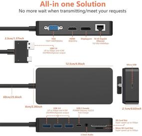 img 3 attached to Станция док-станции Surface Pro с разъемом 4K HDMI, VGA, DP, Gigabit Ethernet, USB 3.0, USB C, выходом аудио, считывателем карт SD/TF, портом Micro USB