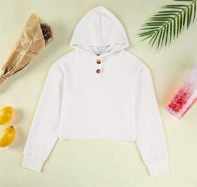 img 2 attached to GAMISOTE Kids Girls Crop Tops Hoodie: Button Up, Casual, Loose Fit, Active Short Pullover Sweatshirt