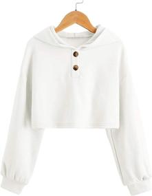 img 4 attached to GAMISOTE Kids Girls Crop Tops Hoodie: Button Up, Casual, Loose Fit, Active Short Pullover Sweatshirt