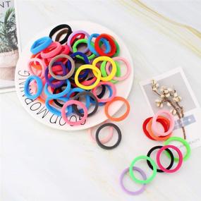 img 1 attached to 🎀 Set of 100 Girls' Elastic Hair Bands - No-damage Ponytail Holders in Assorted Colors - Headband Accessories