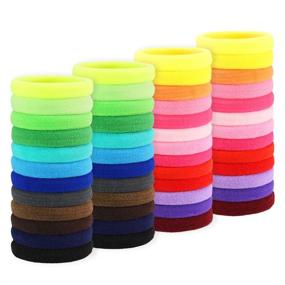 img 3 attached to 🎀 Set of 100 Girls' Elastic Hair Bands - No-damage Ponytail Holders in Assorted Colors - Headband Accessories