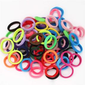 img 4 attached to 🎀 Set of 100 Girls' Elastic Hair Bands - No-damage Ponytail Holders in Assorted Colors - Headband Accessories