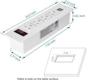 img 1 attached to 💡 Улучшите свою конференцию с удобной встроенной розеткой и настольным громметом: 4 розетки, 2 USB-порта, удлинитель на 6,56 фута (белый)
