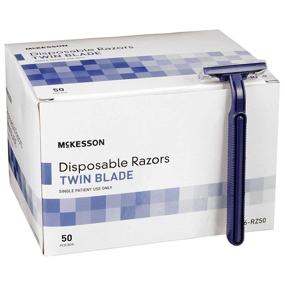 img 4 attached to 💙 McKesson Razor: Twin Blade Blue - 100/Case (16-RZ50) | Single Edge Shaving Solution