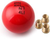 🔴 red round ball style universal transfer case shift knob with 3 adapters for manual cars - compatible with m 121.25, m 101.25, m 101.5, m 81.25 logo