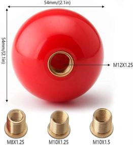 img 2 attached to 🔴 Red Round Ball Style Universal Transfer Case Shift Knob with 3 Adapters for Manual Cars - Compatible with M 121.25, M 101.25, M 101.5, M 81.25