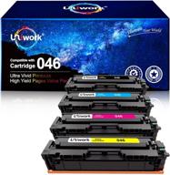 🖨 uniwork compatible toner cartridge replacement for canon 046 46h crg-046: ideal for color imageclass laserjet mf733cdw mf731cdw mf735cdw lbp654cdw - black, cyan, magenta, yellow printer tray logo
