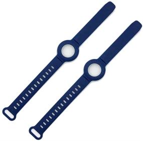 img 1 attached to 🔒 Secure Your Apple AirTag with (2 Pack) Anti-Lost Bracelet - Blue Silicone Wristband Watch Band