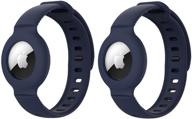 🔒 secure your apple airtag with (2 pack) anti-lost bracelet - blue silicone wristband watch band logo