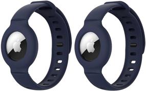 img 4 attached to 🔒 Secure Your Apple AirTag with (2 Pack) Anti-Lost Bracelet - Blue Silicone Wristband Watch Band