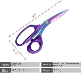 img 2 attached to 🔪 Rainbow & Purple 8" Titanium Coated Stainless Steel Scissors - SIRMEDAL Multipurpose Fabric Textile Dressmaking Craft Office Home Daily Use, Rust-proof