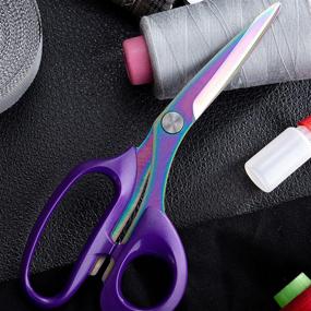 img 3 attached to 🔪 Rainbow & Purple 8" Titanium Coated Stainless Steel Scissors - SIRMEDAL Multipurpose Fabric Textile Dressmaking Craft Office Home Daily Use, Rust-proof