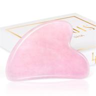 🌸 ultimate facial spa tool - gua sha guasha facial tools for muscle tension relief, puffiness reduction, and acupuncture therapy with rose quartz jade stone (pink) logo