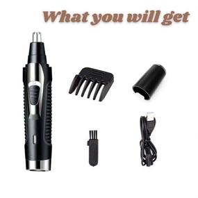 img 3 attached to 🪒 2-in-1 Painless Ear and Nose Hair Trimmer Set for Men and Women - Rechargeable and Waterproof with Dual Edge Blades - Easy Cleansing - Black
