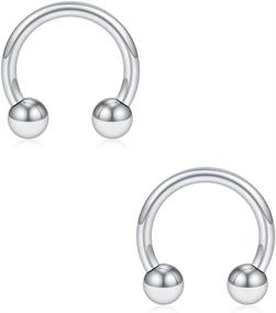 img 2 attached to 💎 Chic and Stylish SCERRING Stainless Circular Barbells: Must-Have Horseshoe Jewelry for Women