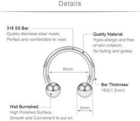 img 3 attached to 💎 Chic and Stylish SCERRING Stainless Circular Barbells: Must-Have Horseshoe Jewelry for Women