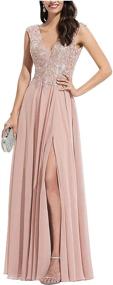 img 3 attached to AKHOKA Chiffon Bridesmaid Appliques Champagne Women's Clothing and Dresses