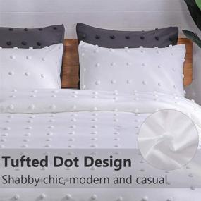 img 1 attached to 🛌 Paxrac White Queen Comforter Set (90x90 inches), 3 Pieces - Soft Cotton Jacquard Lightweight Comforter with 2 Pillowcases, Chenille Dots All Season Down Alternative Bedding Set