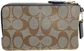 img 3 attached to Stylish Coach Signature Double Corner Wristlet: Perfect Women's Handbag & Wallet Combo in Wristlets