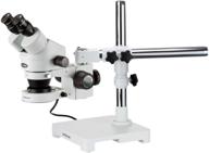 🔬 amscope sm-3bz-80s binocular stereo microscope with wf10x eyepieces and led light source - 3.5x-90x magnification, single-arm boom stand (110v) logo