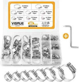 img 4 attached to 🔧 VIGRUE Hose Clamps Assortment - 100% 304 Stainless Steel Worm Gear Clamps (80 Pieces) with Wrench - Adjustable Fuel Line Clamp for Plumbing, Automotive, and Mechanical Applications (8-44mm Range)