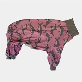 img 1 attached to 🐶 Pitbull Pajamas: Pink Shark Print Dog Onesie Jumpsuit by Tooth and Honey - Lightweight Pullover Pajamas with Full Coverage for Dogs - Pink Color, Grey Trim