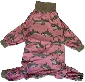 img 3 attached to 🐶 Pitbull Pajamas: Pink Shark Print Dog Onesie Jumpsuit by Tooth and Honey - Lightweight Pullover Pajamas with Full Coverage for Dogs - Pink Color, Grey Trim