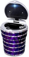 💎 elegant purple led car ashtray with diamond bling-bling - convenient auto cigarette smoke remover cylinder cup holder logo