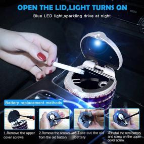img 3 attached to 💎 Elegant Purple LED Car Ashtray with Diamond Bling-Bling - Convenient Auto Cigarette Smoke Remover Cylinder Cup Holder