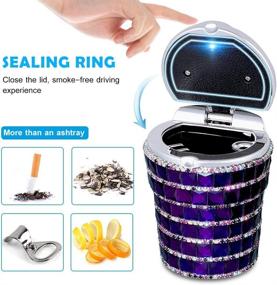 img 2 attached to 💎 Elegant Purple LED Car Ashtray with Diamond Bling-Bling - Convenient Auto Cigarette Smoke Remover Cylinder Cup Holder