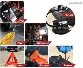 img 2 attached to 🚗 BLIKZONE Camo Auto Roadside Assistance Car Kit - 81 Pc for Vehicle Emergencies: Portable Air Compressor, Jumper Cables, Tire Repair Kit, LED Flashlight, and Essential Tools for Safe Travel and Driving
