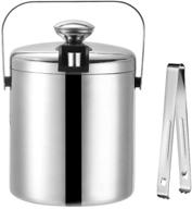 🍾 hemoton stainless steel ice bucket set - insulated double wall bar bucket with lid, tongs, and strainer - keeps ice cold & dry - ideal for home bar, chilling beer, champagne, and wine логотип