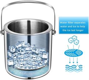 img 2 attached to 🍾 Hemoton Stainless Steel Ice Bucket Set - Insulated Double Wall Bar Bucket with Lid, Tongs, and Strainer - Keeps Ice Cold & Dry - Ideal for Home Bar, Chilling Beer, Champagne, and Wine