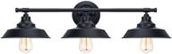 🚽 industrial bathroom vanity light wall sconce - 3-light kitchen wall lighting fixture with oil rubbed black baking paint finish логотип