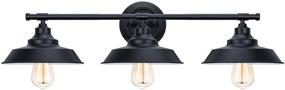 img 4 attached to 🚽 Industrial Bathroom Vanity Light Wall Sconce - 3-Light Kitchen Wall Lighting Fixture with Oil Rubbed Black Baking Paint Finish