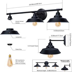 img 3 attached to 🚽 Industrial Bathroom Vanity Light Wall Sconce - 3-Light Kitchen Wall Lighting Fixture with Oil Rubbed Black Baking Paint Finish