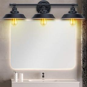 img 1 attached to 🚽 Industrial Bathroom Vanity Light Wall Sconce - 3-Light Kitchen Wall Lighting Fixture with Oil Rubbed Black Baking Paint Finish