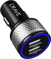 🔌 crave dualhub 24w 4.8a 2 port dual usb universal car charger with smart charge ic technology - black logo