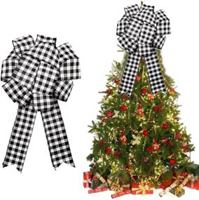 img 4 attached to 🎄 Stunning Large Black and White Buffalo Plaid Christmas Tree Topper Bow – Perfect for Indoor & Outdoor Party Decoration, Wreaths, and Ornaments!
