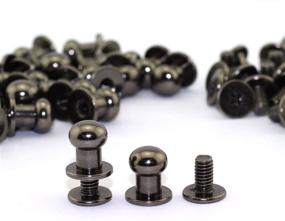 img 4 attached to Black Round Head Button Stud Slotted Screws - 30 Pack Chicago Screws for DIY Leather Craft: LQ Industrial 8x10x10mm