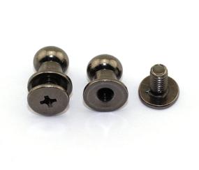 img 3 attached to Black Round Head Button Stud Slotted Screws - 30 Pack Chicago Screws for DIY Leather Craft: LQ Industrial 8x10x10mm