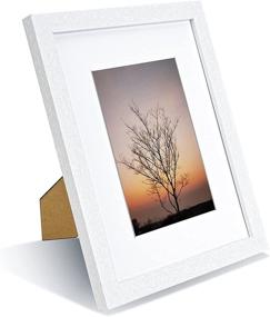 img 3 attached to 🖼️ Nautical White Picture Frames 8x10 Inch Set of 4, Wood Grain Photo Frames, Display 5x7 Photos with Mat, Display 8x10 Photos without Mat, Collage Frames for Wall or Tabletop