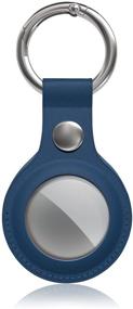 img 4 attached to 🔵 Premium Leather Protective Case for AirTag Finder: Secure Holder with Keychain Ring - Dark Blue